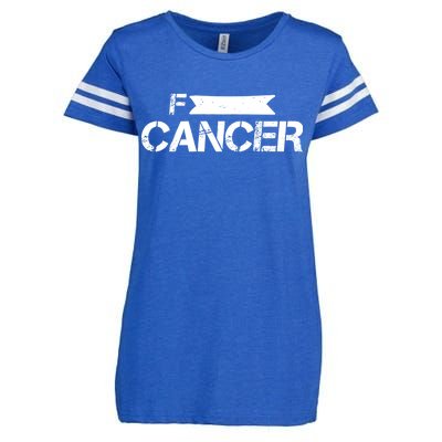 F Cancer Simple Logo Enza Ladies Jersey Football T-Shirt