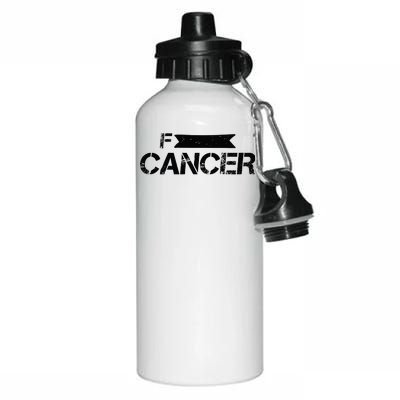 F Cancer Simple Logo Aluminum Water Bottle