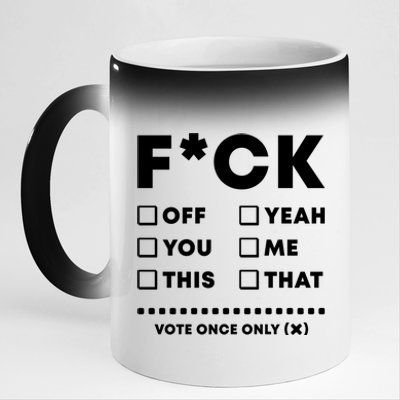 F Check Box Funny Sarcastic  11oz Black Color Changing Mug