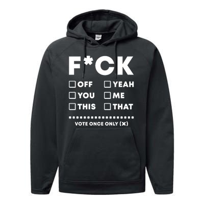 F Check Box Funny Sarcastic  Performance Fleece Hoodie