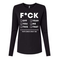 F Check Box Funny Sarcastic  Womens Cotton Relaxed Long Sleeve T-Shirt