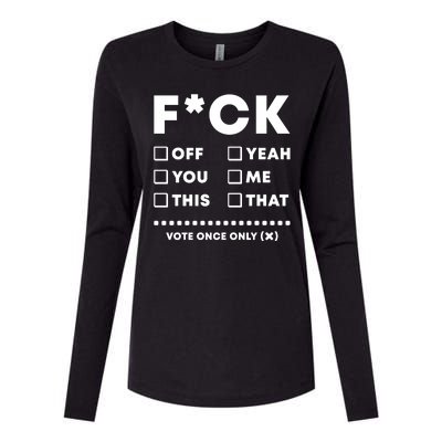 F Check Box Funny Sarcastic  Womens Cotton Relaxed Long Sleeve T-Shirt