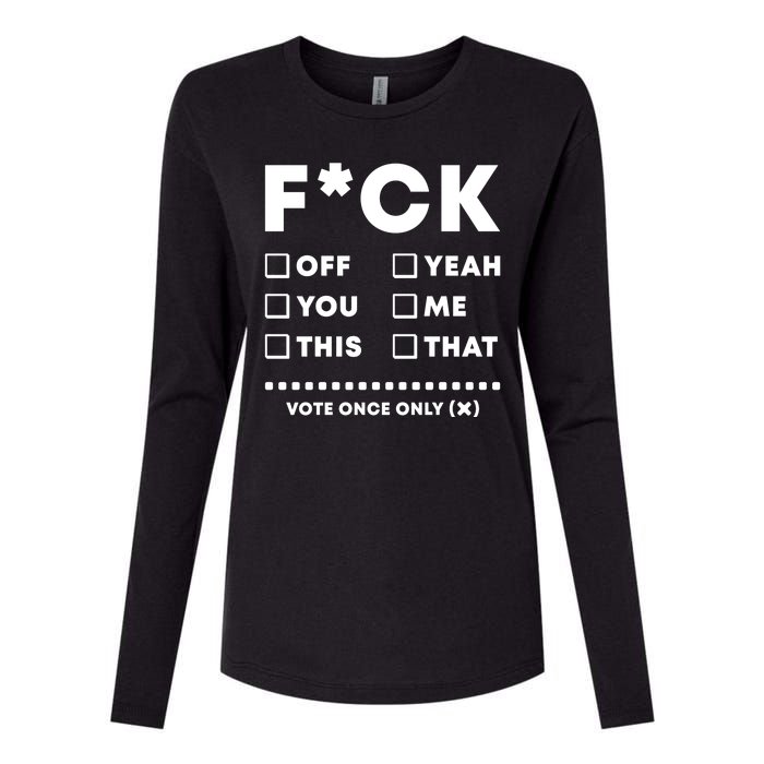 F Check Box Funny Sarcastic  Womens Cotton Relaxed Long Sleeve T-Shirt