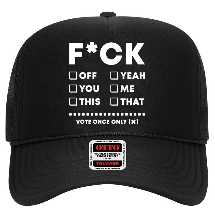 F Check Box Funny Sarcastic  High Crown Mesh Back Trucker Hat