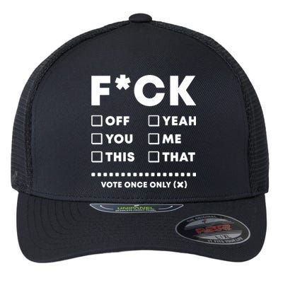 F Check Box Funny Sarcastic  Flexfit Unipanel Trucker Cap