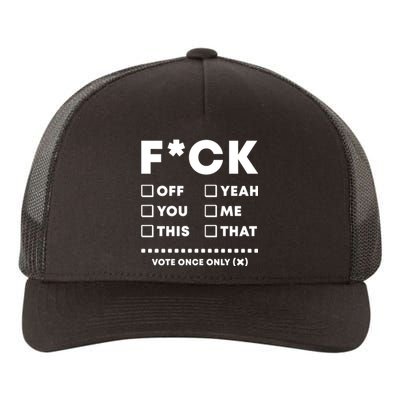 F Check Box Funny Sarcastic  Yupoong Adult 5-Panel Trucker Hat