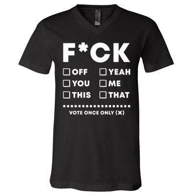 F Check Box Funny Sarcastic  V-Neck T-Shirt