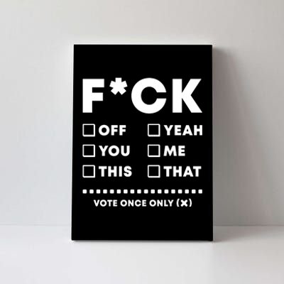 F Check Box Funny Sarcastic  Canvas