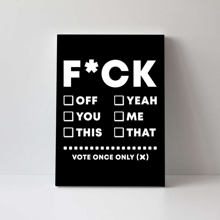 F Check Box Funny Sarcastic  Canvas