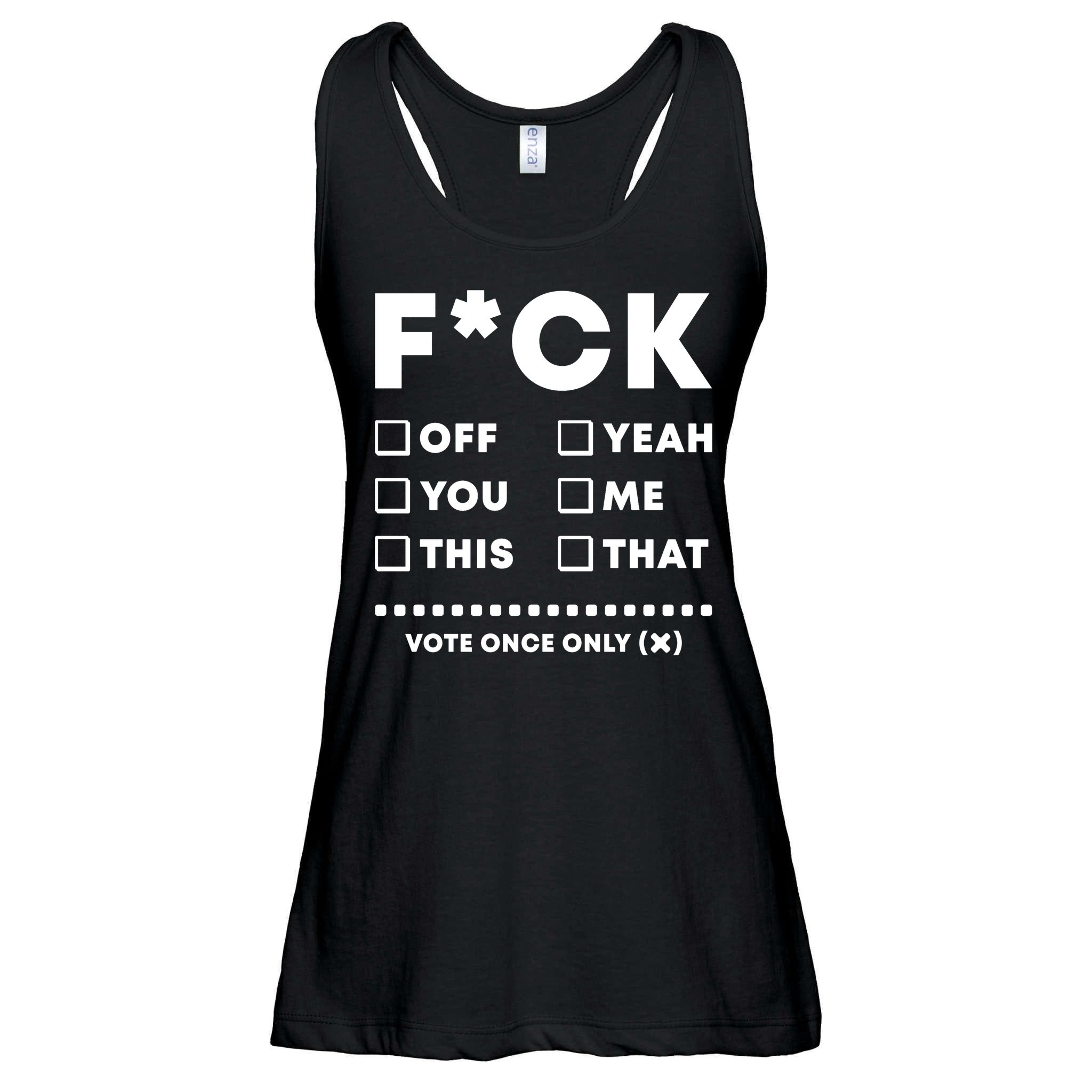 F Check Box Funny Sarcastic  Ladies Essential Flowy Tank