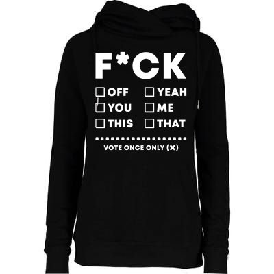 F Check Box Funny Sarcastic  Womens Funnel Neck Pullover Hood