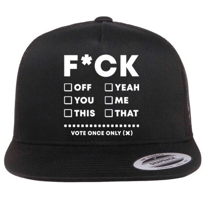 F Check Box Funny Sarcastic  Flat Bill Trucker Hat