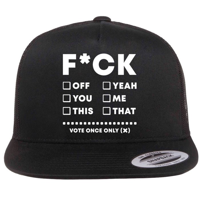 F Check Box Funny Sarcastic  Flatbill Hat