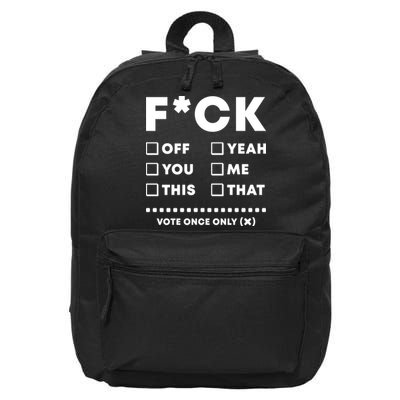 F Check Box Funny Sarcastic  16 in Basic Backpack