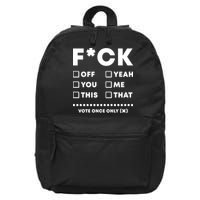 F Check Box Funny Sarcastic  16 in Basic Backpack