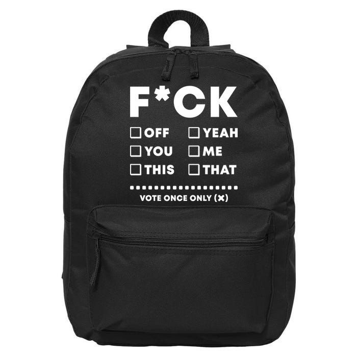 F Check Box Funny Sarcastic  16 in Basic Backpack