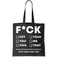 F Check Box Funny Sarcastic  Tote Bag