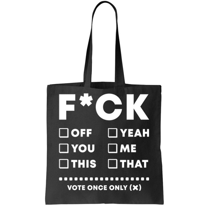 F Check Box Funny Sarcastic  Tote Bag