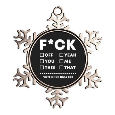 F Check Box Funny Sarcastic  Metallic Star Ornament