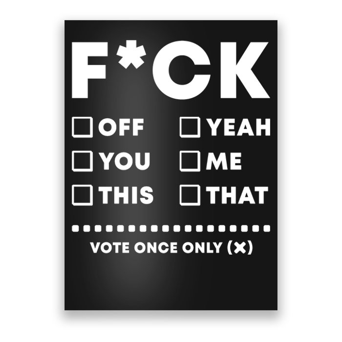 F Check Box Funny Sarcastic  Poster