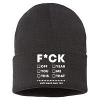 F Check Box Funny Sarcastic  Sustainable Knit Beanie