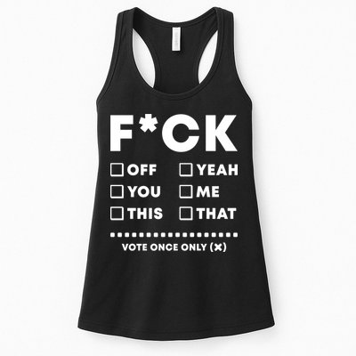 F Check Box Funny Sarcastic  Womens Tank Top