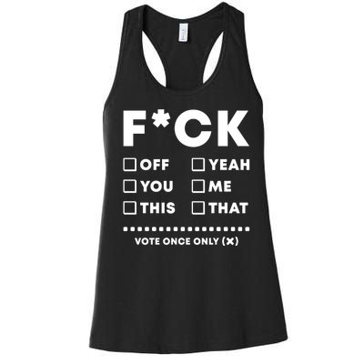 F Check Box Funny Sarcastic  Women's Racerback Tank