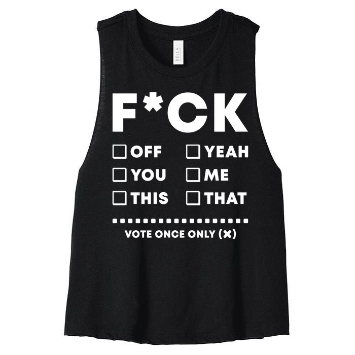 F Check Box Funny Sarcastic  Women's Racerback Cropped Tank