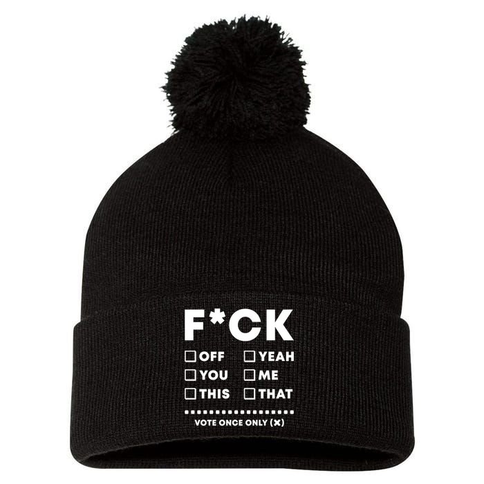 F Check Box Funny Sarcastic  Pom Pom 12in Knit Beanie