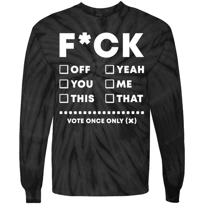 F Check Box Funny Sarcastic  Tie-Dye Long Sleeve Shirt