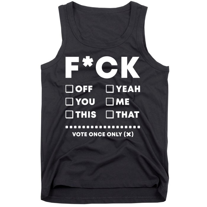 F Check Box Funny Sarcastic  Tank Top