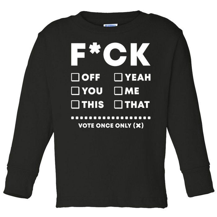 F Check Box Funny Sarcastic  Toddler Long Sleeve Shirt