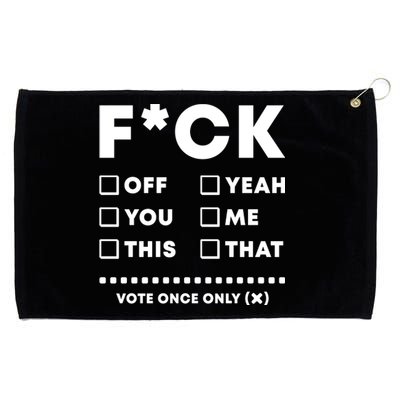 F Check Box Funny Sarcastic  Grommeted Golf Towel