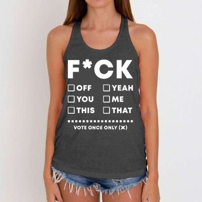 F Check Box Funny Sarcastic  Women's Knotted Racerback Tank