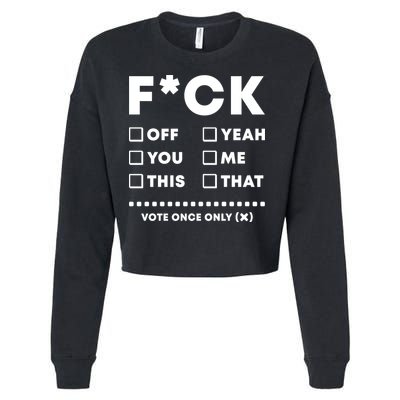 F Check Box Funny Sarcastic  Cropped Pullover Crew