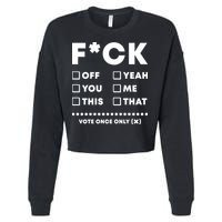 F Check Box Funny Sarcastic  Cropped Pullover Crew