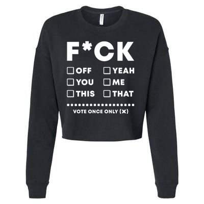 F Check Box Funny Sarcastic  Cropped Pullover Crew