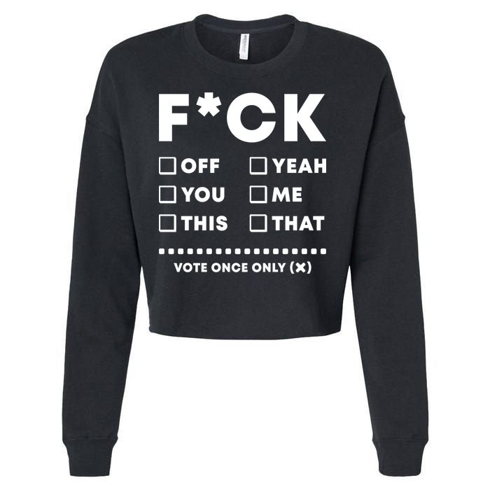 F Check Box Funny Sarcastic  Cropped Pullover Crew