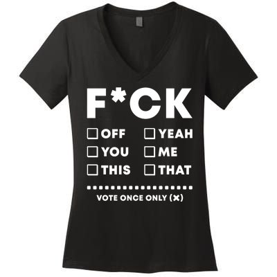 F Check Box Funny Sarcastic  Women's V-Neck T-Shirt