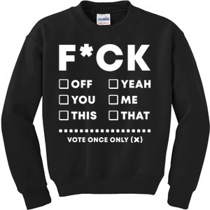 F Check Box Funny Sarcastic  Kids Sweatshirt