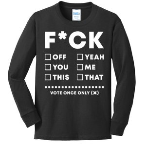 F Check Box Funny Sarcastic  Kids Long Sleeve Shirt