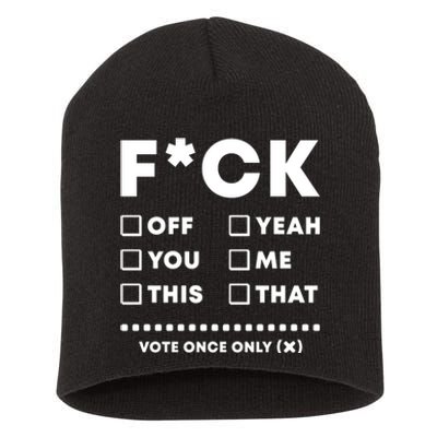 F Check Box Funny Sarcastic  Short Acrylic Beanie