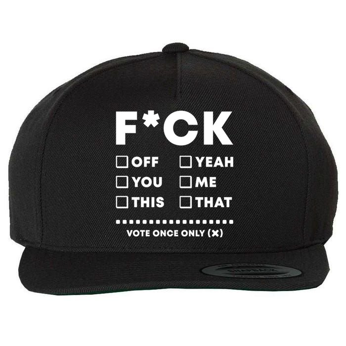 F Check Box Funny Sarcastic  Wool Snapback Cap