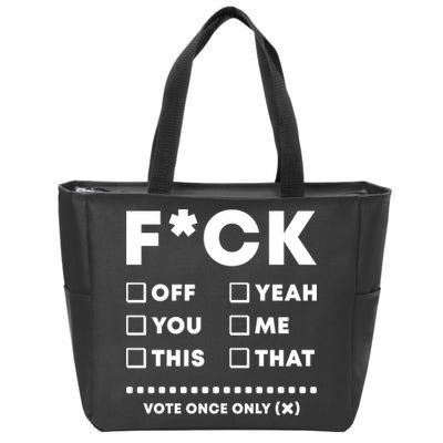 F Check Box Funny Sarcastic  Zip Tote Bag