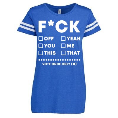 F Check Box Funny Sarcastic  Enza Ladies Jersey Football T-Shirt