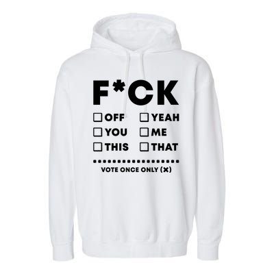 F Check Box Funny Sarcastic  Garment-Dyed Fleece Hoodie