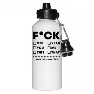 F Check Box Funny Sarcastic  Aluminum Water Bottle