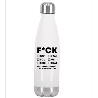 F Check Box Funny Sarcastic  Stainless Steel Insulated Water Bottle