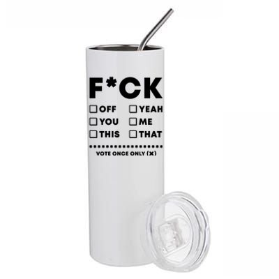 F Check Box Funny Sarcastic  Stainless Steel Tumbler