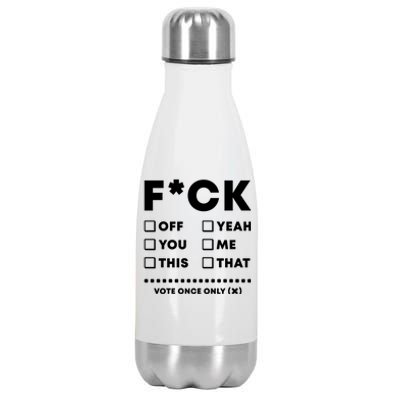 F Check Box Funny Sarcastic  Stainless Steel Insulated Water Bottle